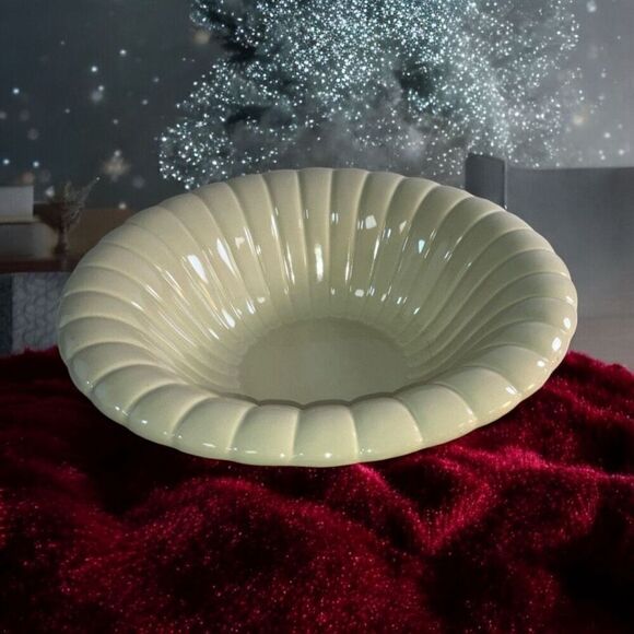 Vintage Haeger USA 3230 Cream Ribbed Bowl Basin Excellent condition - Picture 1 of 6